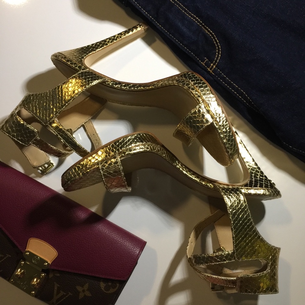 Michael Kors Gold Platform Heel Sandals 6.5